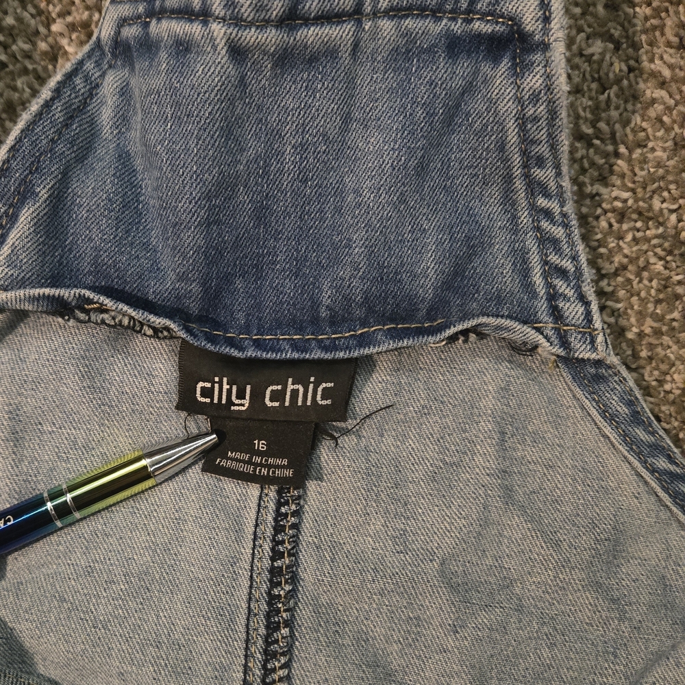 City Chic Blue Denim Overalls - Picture 3 of 5